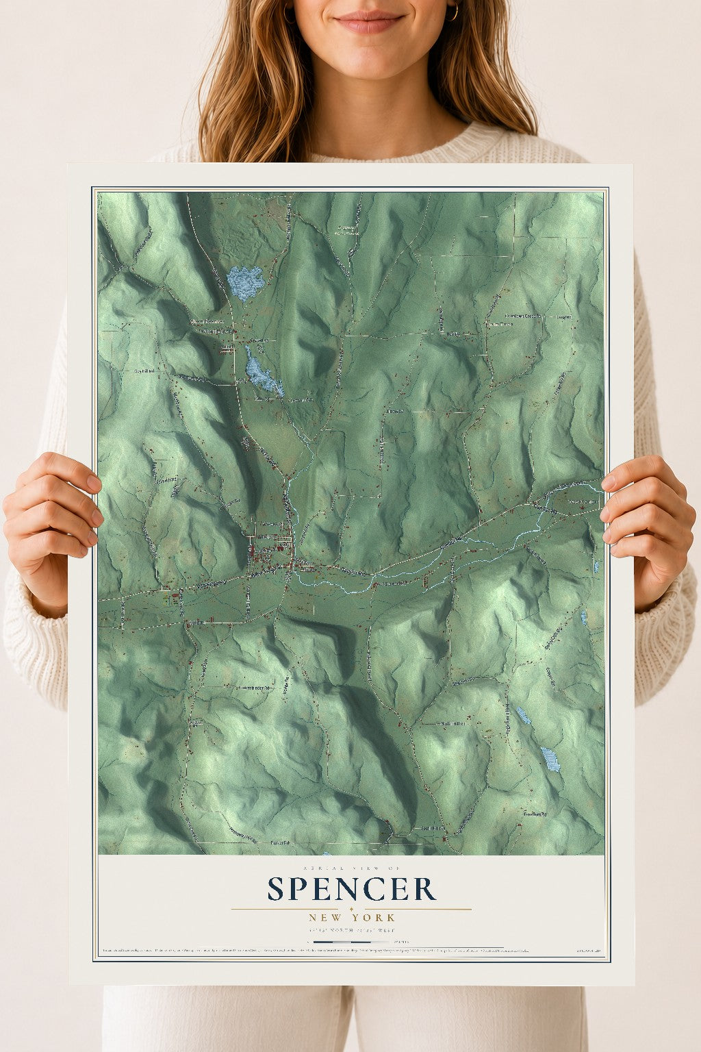 Spencer, New York map print, 18" x 24" Archival Matte Print mockup