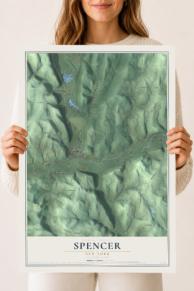 Spencer, New York map print, 18" x 24" Archival Matte Print mockup