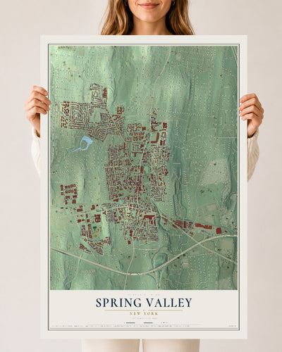Spring Valley, New York map print, 24" x 36" Archival Matte Print mockup