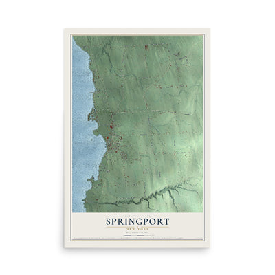 Springport, New York map print, 12" x 18" Archival Matte Print mockup