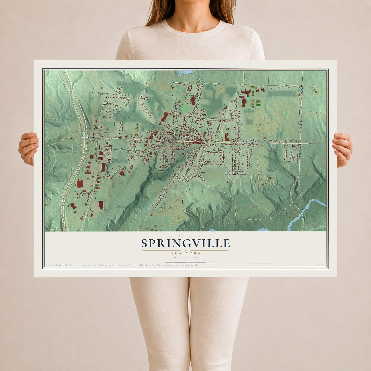 Springville, New York map print, 24" x 36" Archival Matte Print mockup