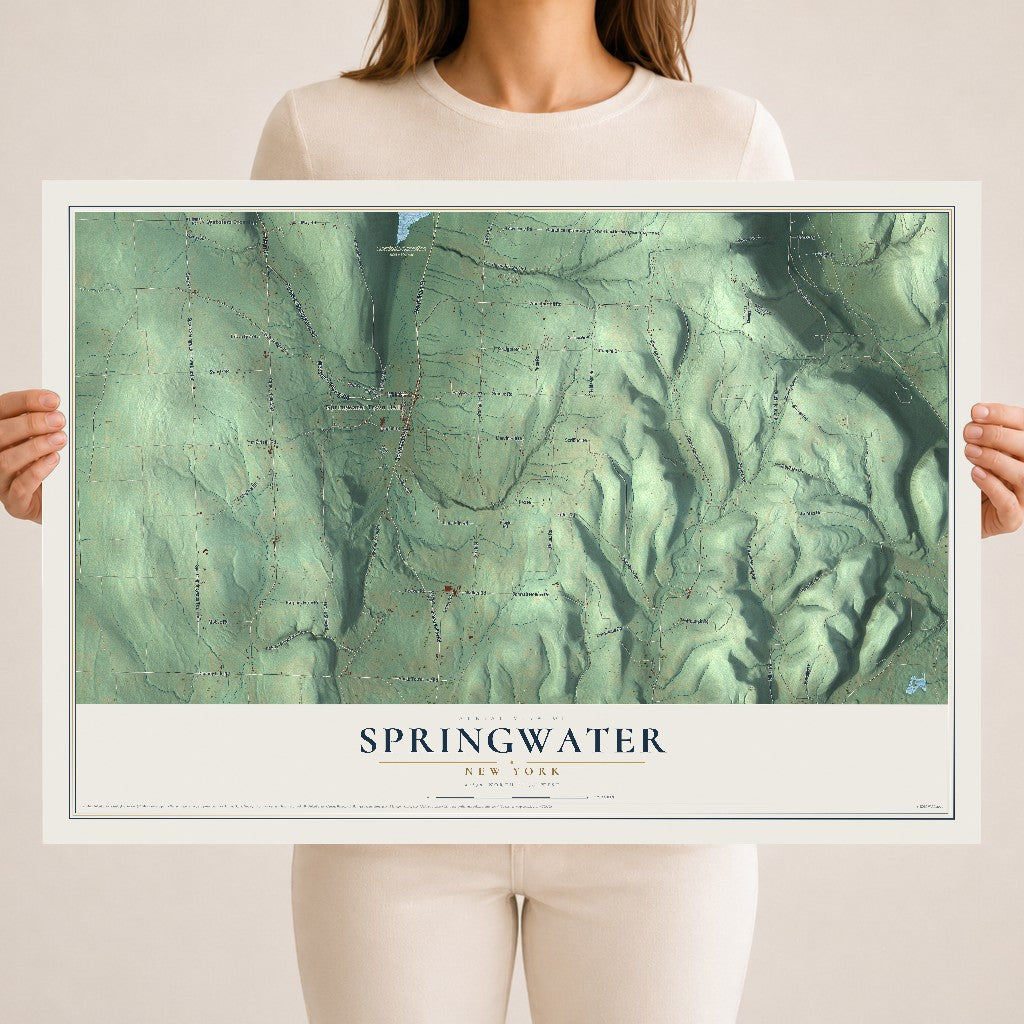 Springwater, New York map print, 18" x 24" Archival Matte Print mockup