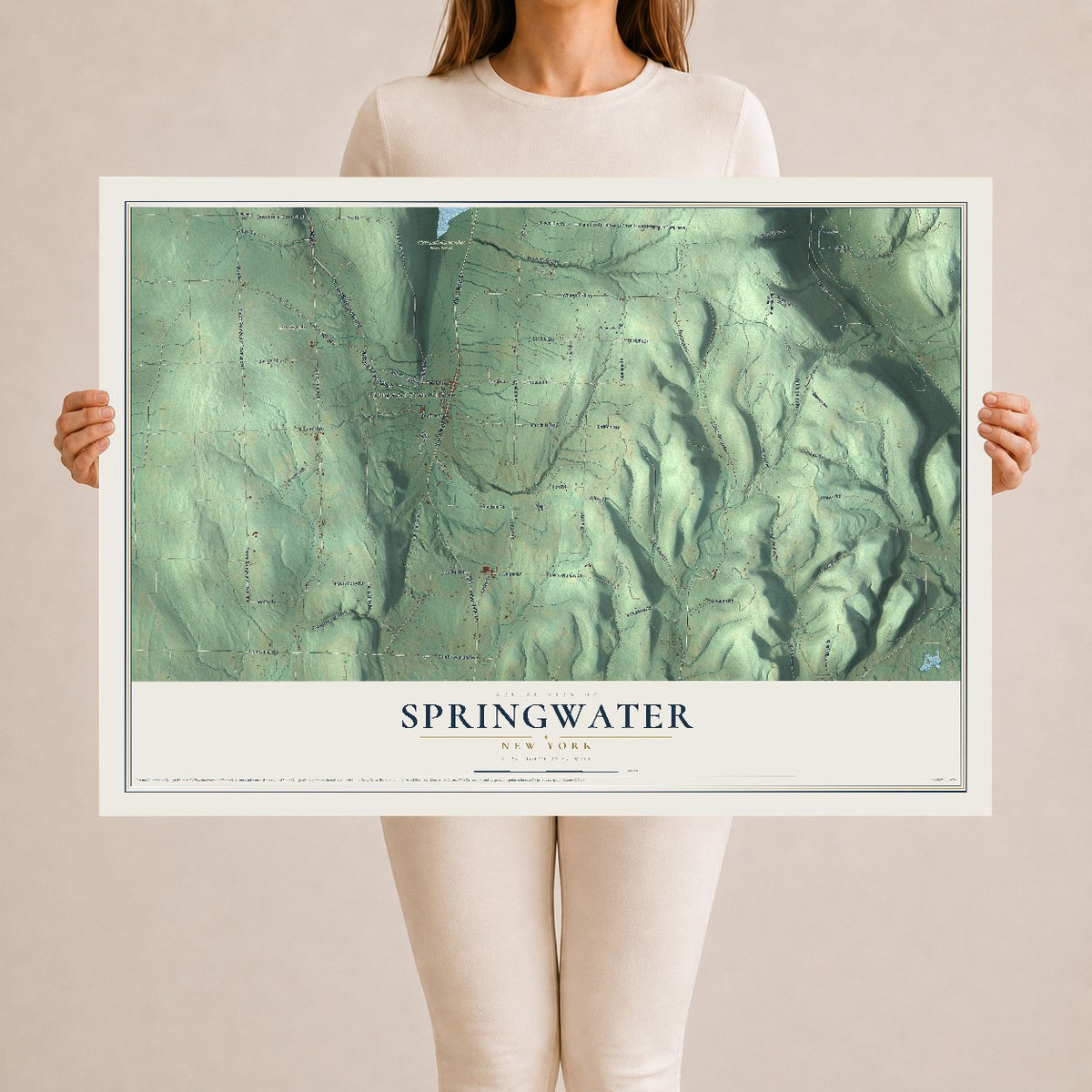 Springwater, New York map print, 24" x 36" Archival Matte Print mockup
