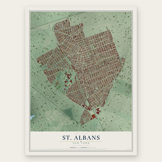 St. Albans, New York map print, the full design