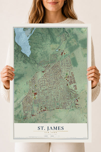 St. James, New York map print, 18" x 24" Archival Matte Print mockup
