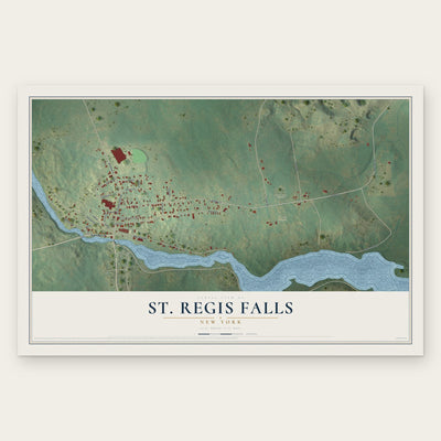 St. Regis Falls, New York map print, the full design