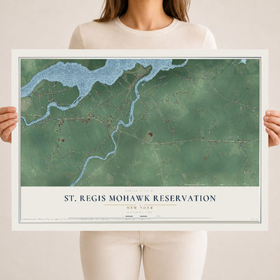 St. Regis Mohawk Reservation, New York map print, 18" x 24" Archival Matte Print mockup