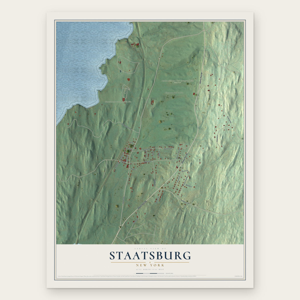 Staatsburg, New York map print, the full design