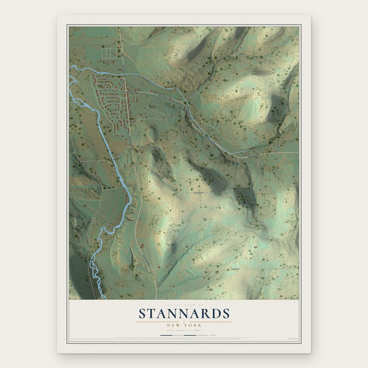 Stannards, New York map print, the full design