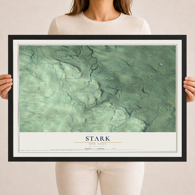 Stark, New York map print, 18" x 24" W/ Black Ayous Wood Frame mockup