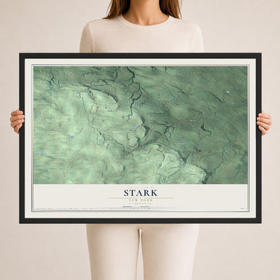 Stark, New York map print, 24" x 36" W/ Black Ayous Wood Frame mockup
