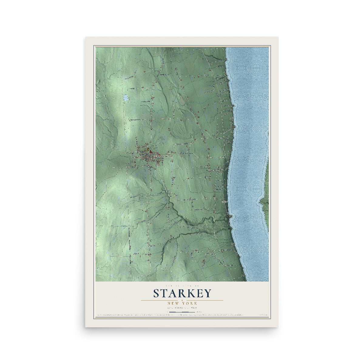 Starkey, New York map print, 12" x 18" Archival Matte Print mockup