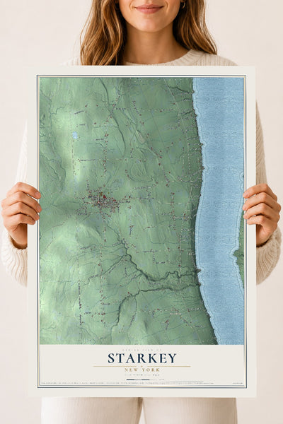 Starkey, New York map print, 18" x 24" Archival Matte Print mockup