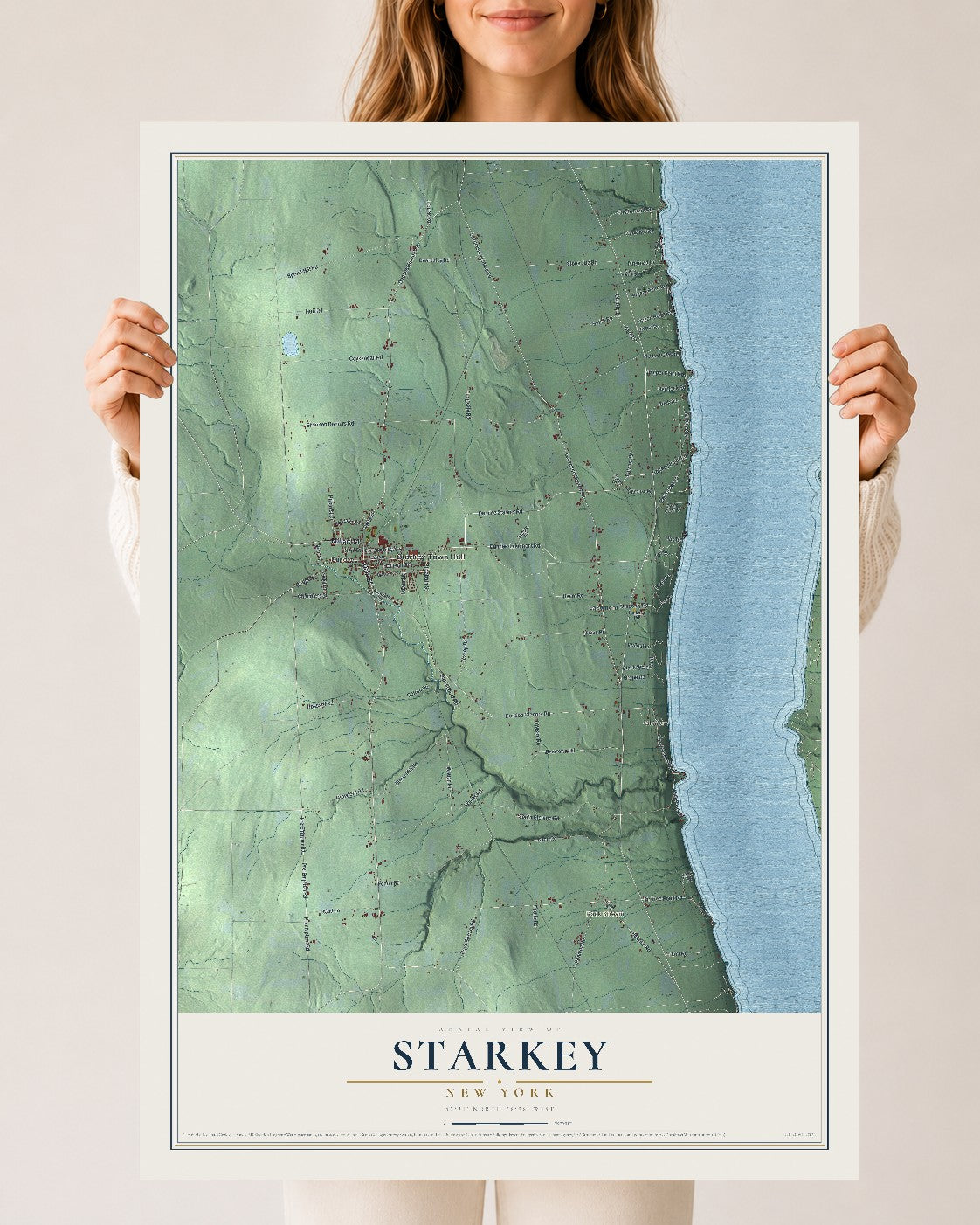 Starkey, New York map print, 24" x 36" Archival Matte Print mockup