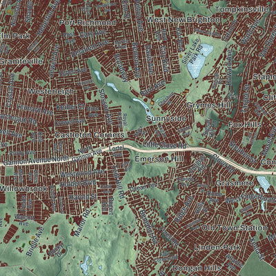 Close-up 1 of the Staten Island, New York map artwork