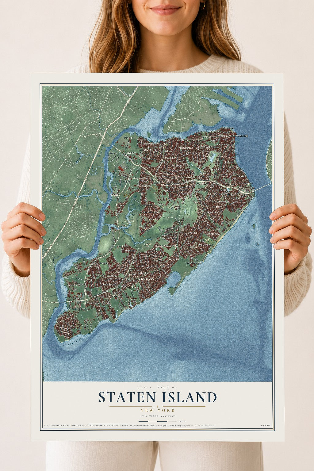 Staten Island, New York map print, 18" x 24" Archival Matte Print mockup