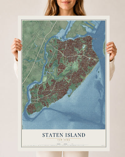 Map of Staten Island, New York, 24 x 36 inch unframed archival matte print