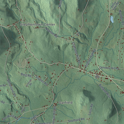 Second close-up of the map of Stephentown, New York print showing more streets and buildings