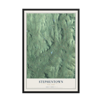 Map of Stephentown, New York, 12 x 18 inch print in a black wood frame