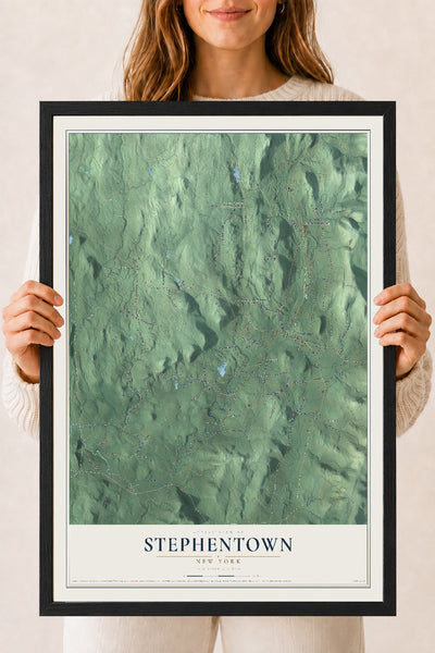 Map of Stephentown, New York, 18 x 24 inch print in a black wood frame