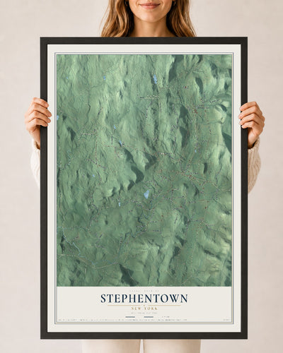Map of Stephentown, New York, 24 x 36 inch print in a black wood frame