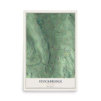 Stockbridge, New York map print, 12" x 18" Archival Matte Print mockup