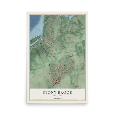 Stony Brook, New York map print, 12" x 18" Archival Matte Print mockup