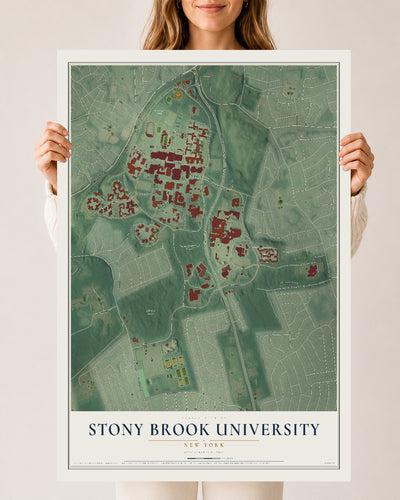 Stony Brook University, New York map print, 24" x 36" Archival Matte Print mockup