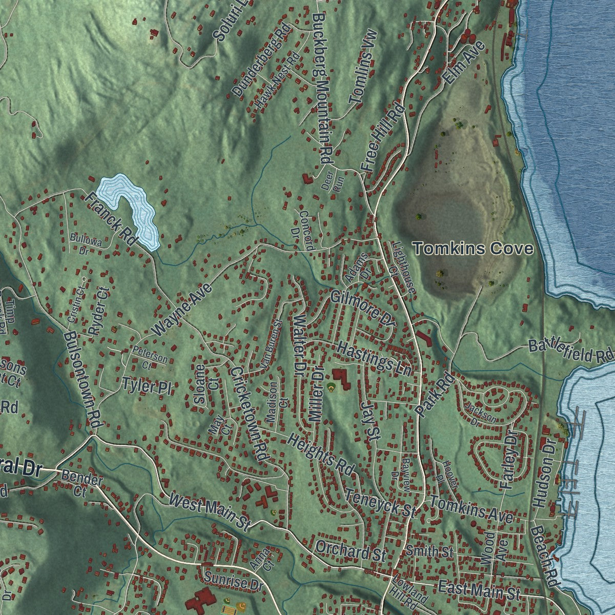 Close-up 1 of the Stony Point, New York map artwork