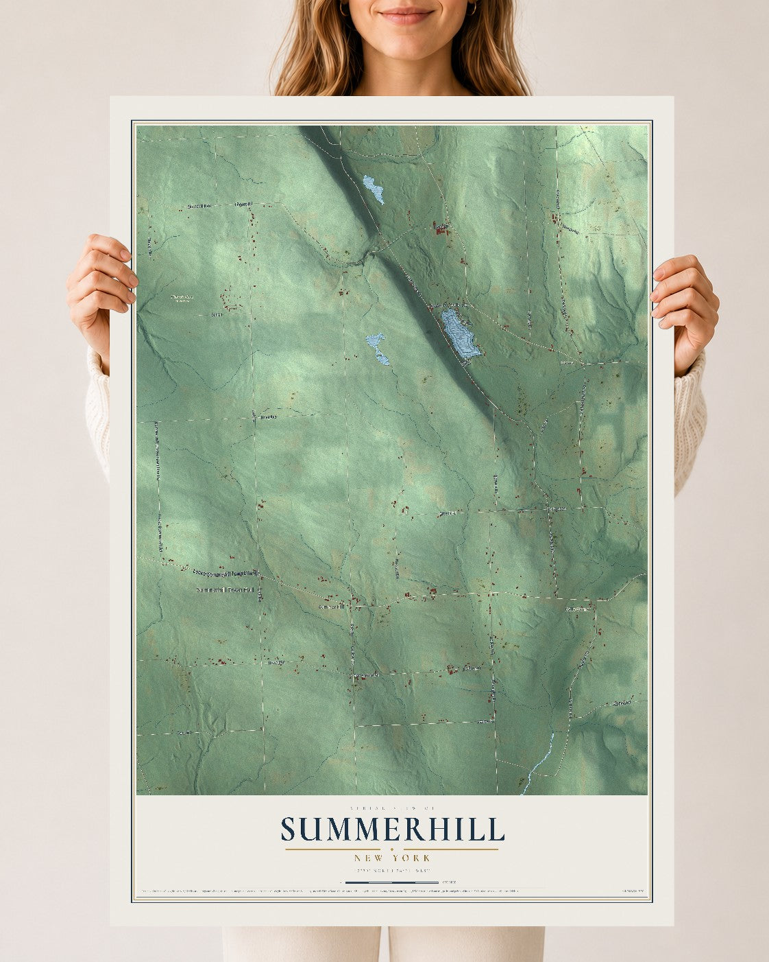 Summerhill, New York map print, 24" x 36" Archival Matte Print mockup
