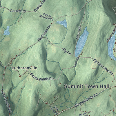 Close-up 1 of the Summit, New York map artwork