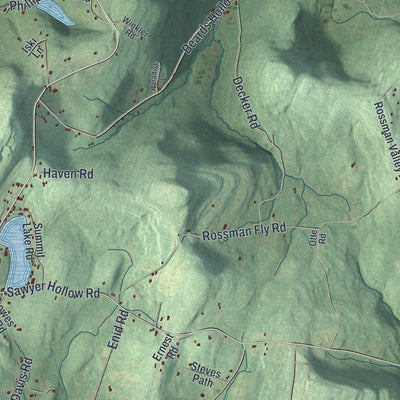 Close-up 2 of the Summit, New York map artwork