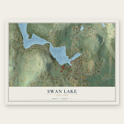 Swan Lake, New York map print, the full design