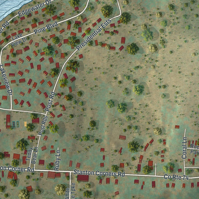 Close-up of the map of Swan Lake, New York print showing street and building detail