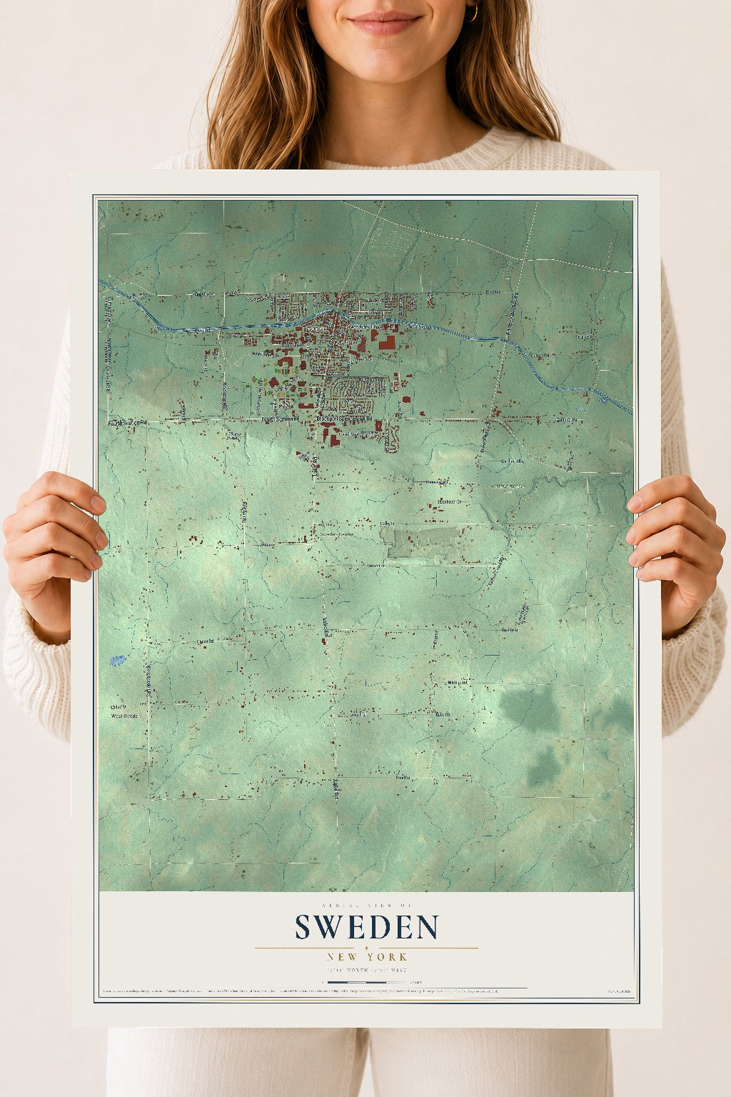 Sweden, New York map print, 18" x 24" Archival Matte Print mockup
