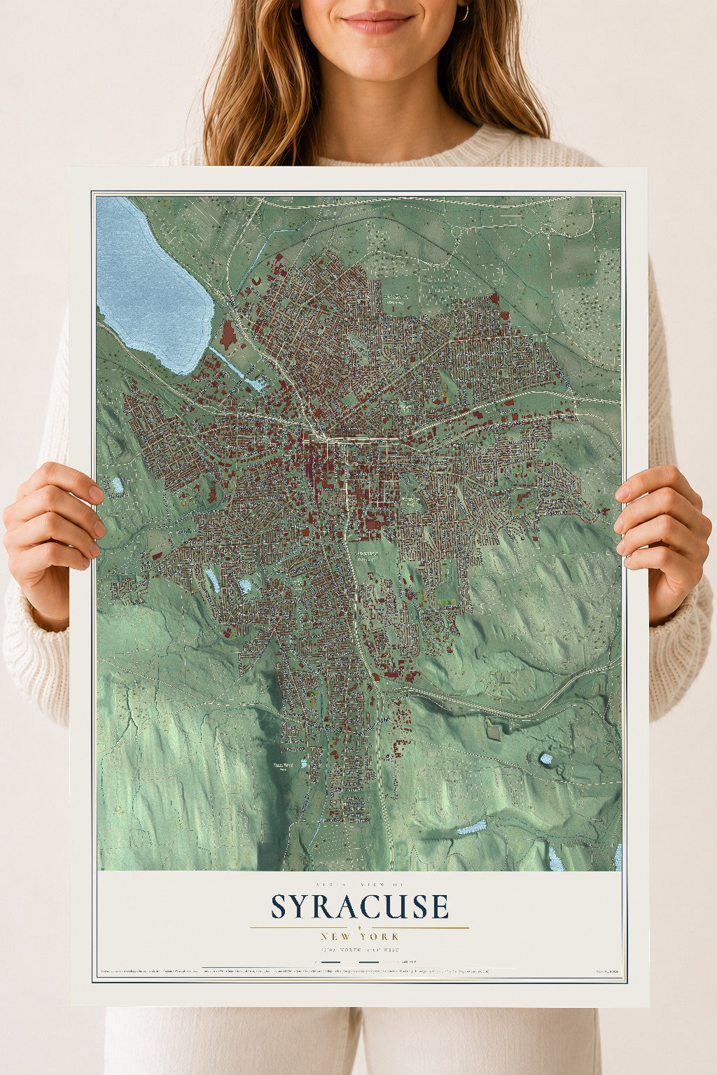 Syracuse, New York map print, 18" x 24" Archival Matte Print mockup