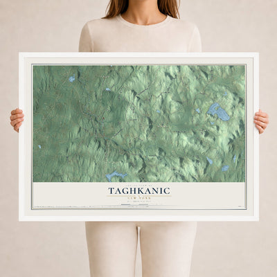 Taghkanic, New York map print, 24" x 36" W/ White Ayous Wood Frame mockup