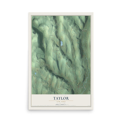 Taylor, New York map print, 12" x 18" Archival Matte Print mockup