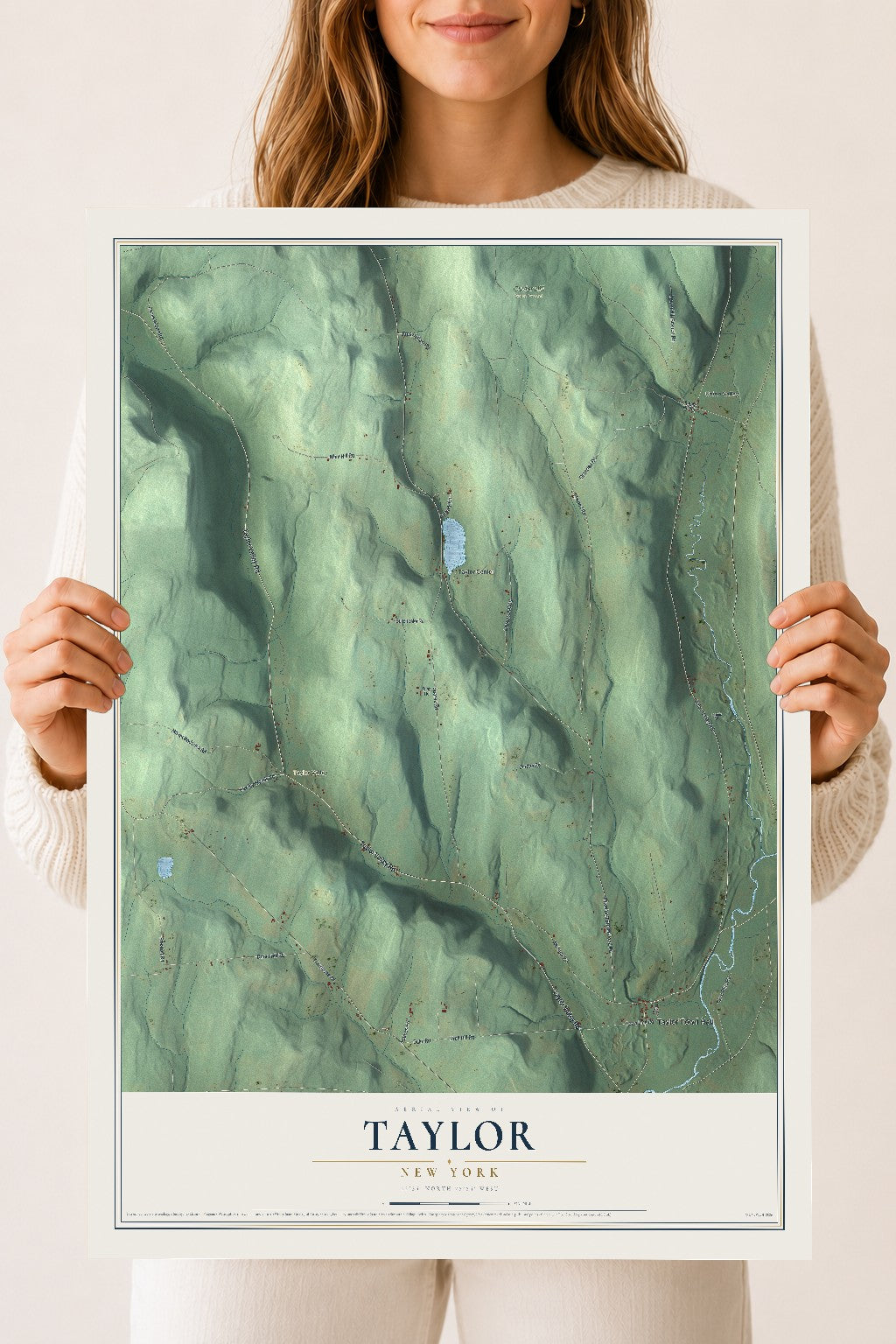 Taylor, New York map print, 18" x 24" Archival Matte Print mockup