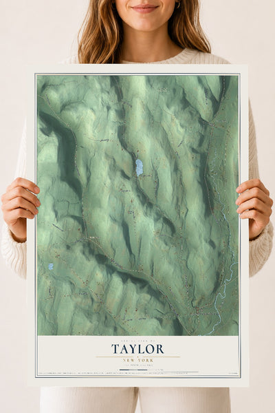 Taylor, New York map print, 18" x 24" Archival Matte Print mockup