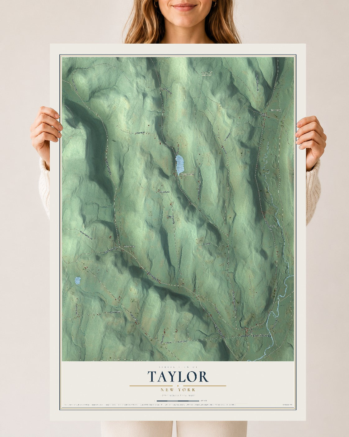 Taylor, New York map print, 24" x 36" Archival Matte Print mockup