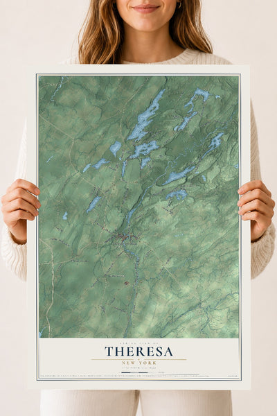 Theresa, New York map print, 18" x 24" Archival Matte Print mockup