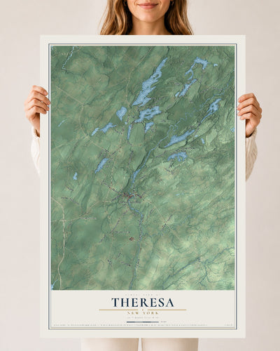 Theresa, New York map print, 24" x 36" Archival Matte Print mockup