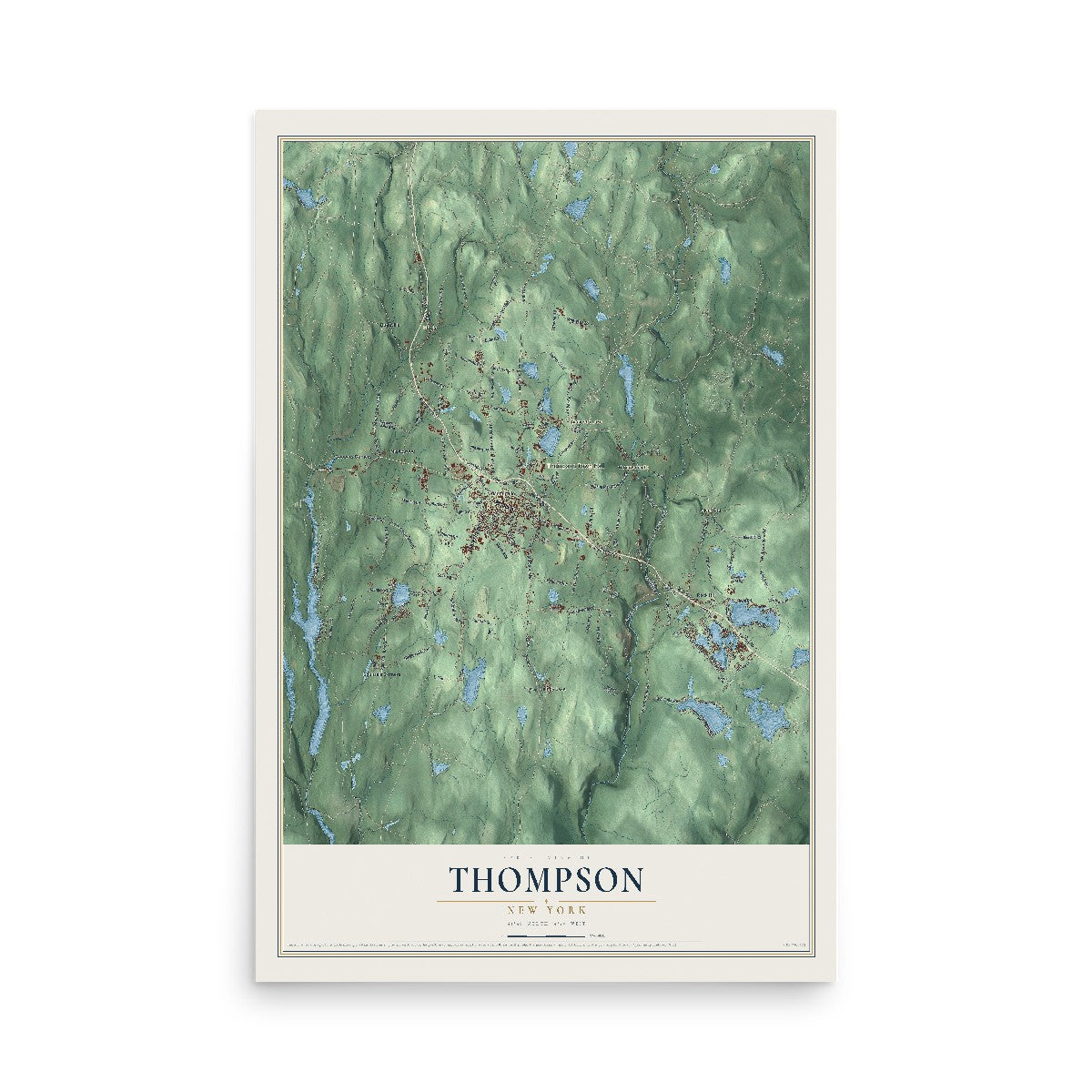 Thompson, New York map print, 12" x 18" Archival Matte Print mockup