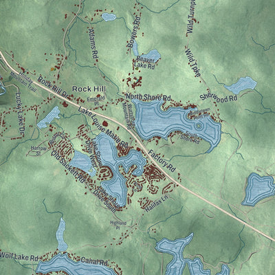 Close-up 2 of the Thompson, New York map artwork