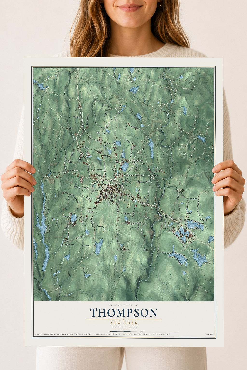 Thompson, New York map print, 18" x 24" Archival Matte Print mockup