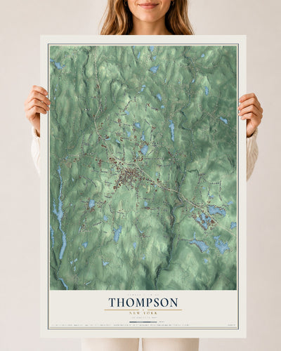 Thompson, New York map print, 24" x 36" Archival Matte Print mockup