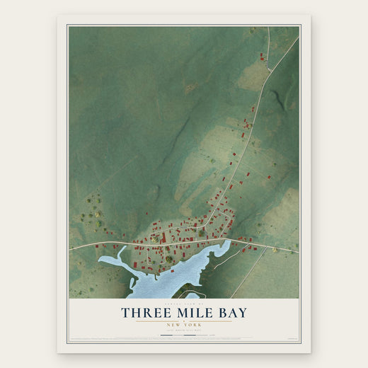 Three Mile Bay, New York map print, the full design