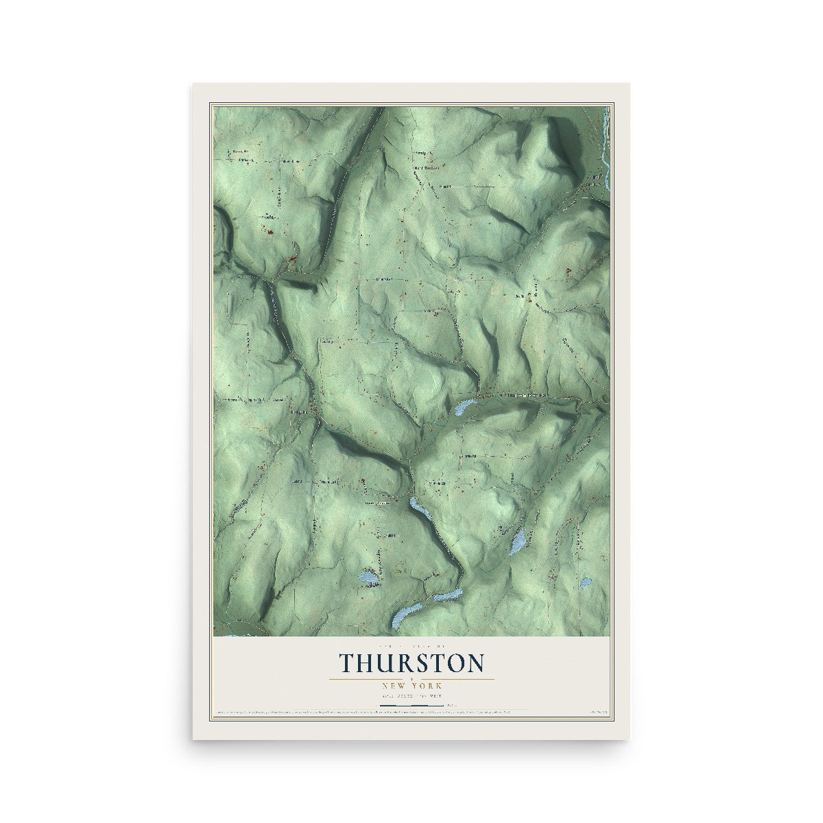 Thurston, New York map print, 12" x 18" Archival Matte Print mockup