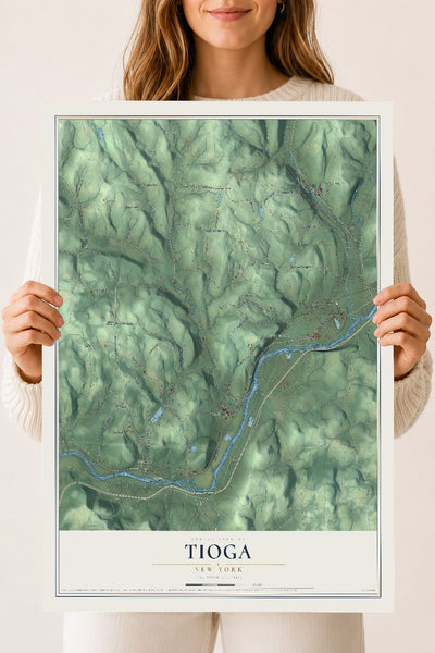 Tioga, New York map print, 18" x 24" Archival Matte Print mockup
